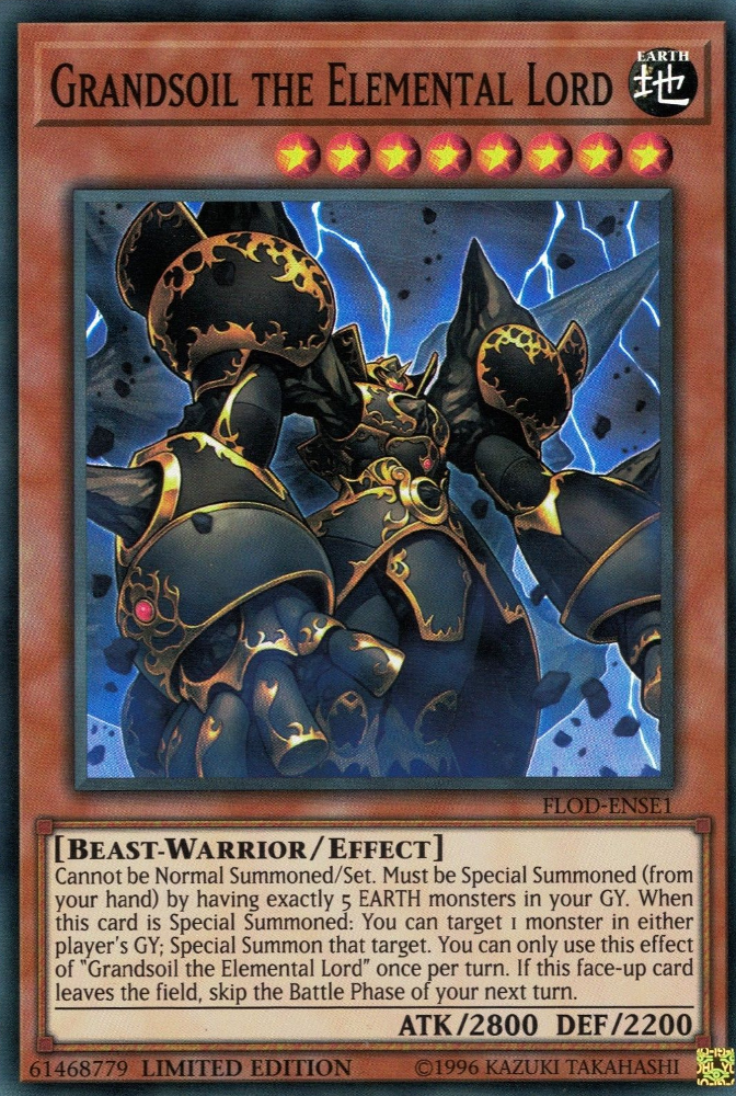 Grandsoil the Elemental Lord + 1 of 2 Super Rare preview cards from Cybernetic Horizon (Sealed)